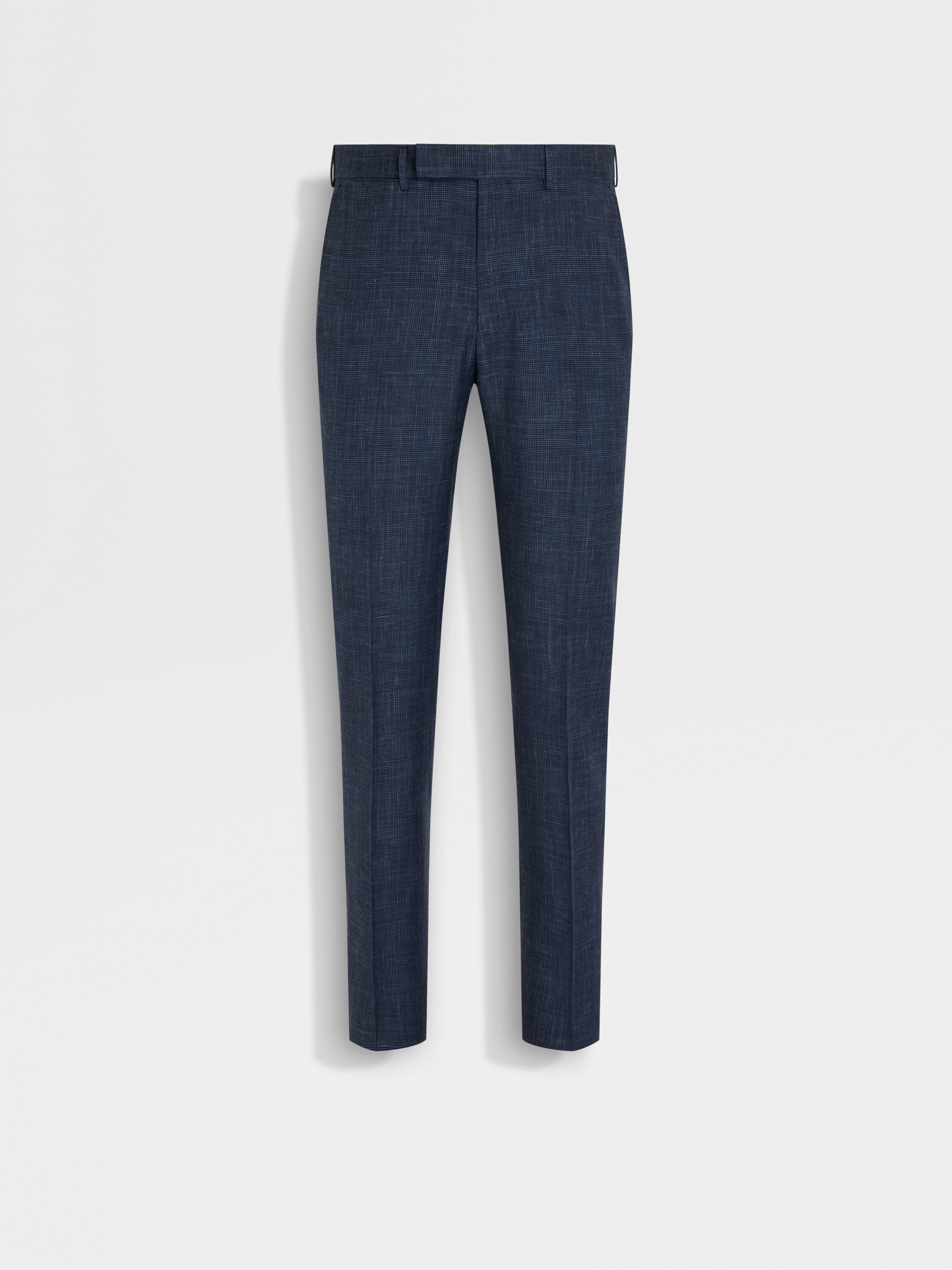 Blue and Dark Blue Crossover Wool Silk and Linen Pants Main product photo