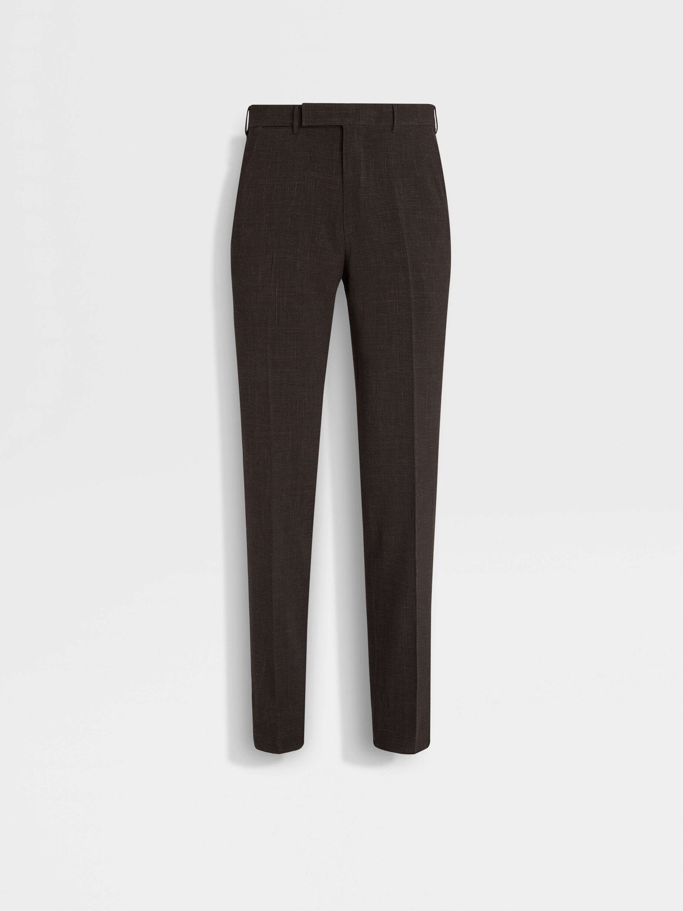 Dark Brown Trofeo Seersucker Stretch Wool Silk and Linen Pants Main product photo