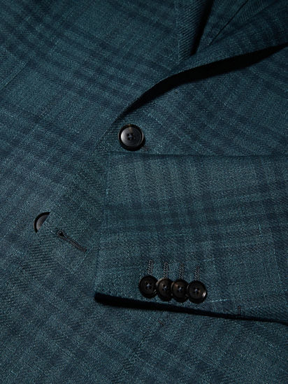 Teal Blue and Dark Teal Blue Cashmere Linen and Silk Jacket