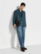 Teal Blue Cashmere Silk and Linen Jacket Product detail photo #1