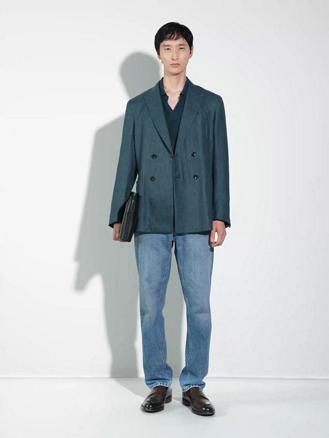 Teal Blue Cashmere Silk and Linen Jacket