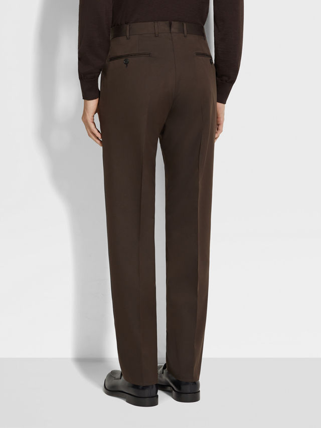Dark Brown Centoventimila Cotton and Wool Pants Product detail photo #5