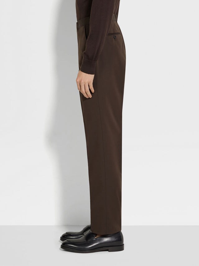 Dark Brown Centoventimila Cotton and Wool Pants Product detail photo #3