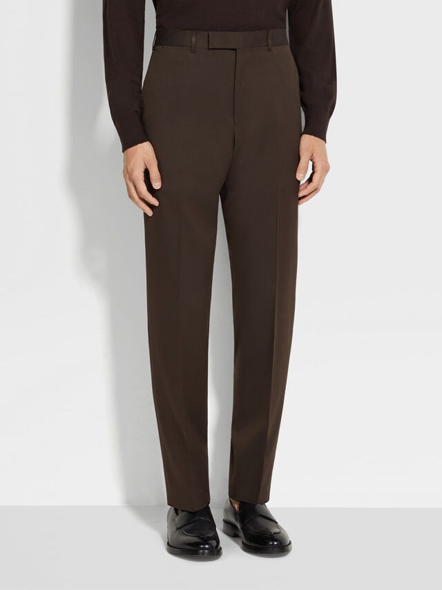 Dark Brown Centoventimila Cotton and Wool Pants Product detail photo #4