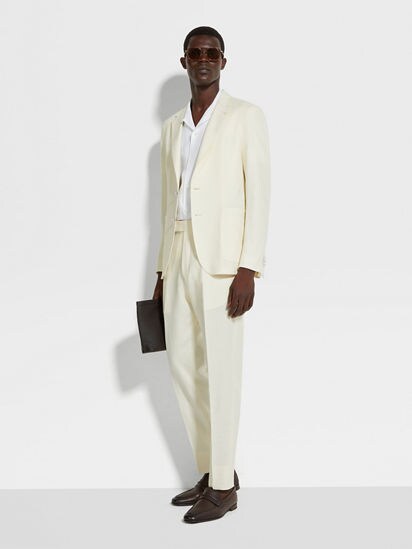 White Oasi Lino Shirt Jacket SS25 33964331 | Zegna US