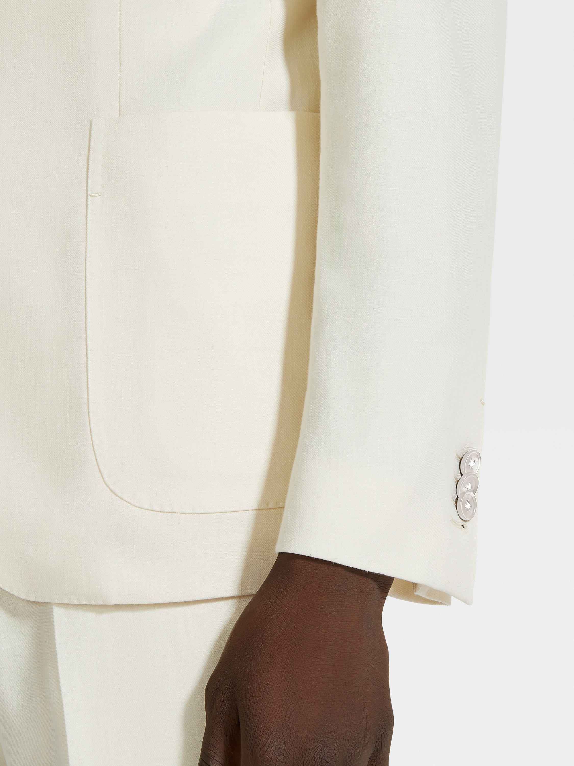 White Oasi Lino Jacket Product detail photo #2