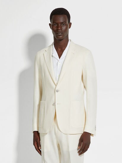 【関税&送料込】Zegna White Linen Oasi Jacket White Oasi Lino Shirt Jacket SS25 33964331 | Zegna BE