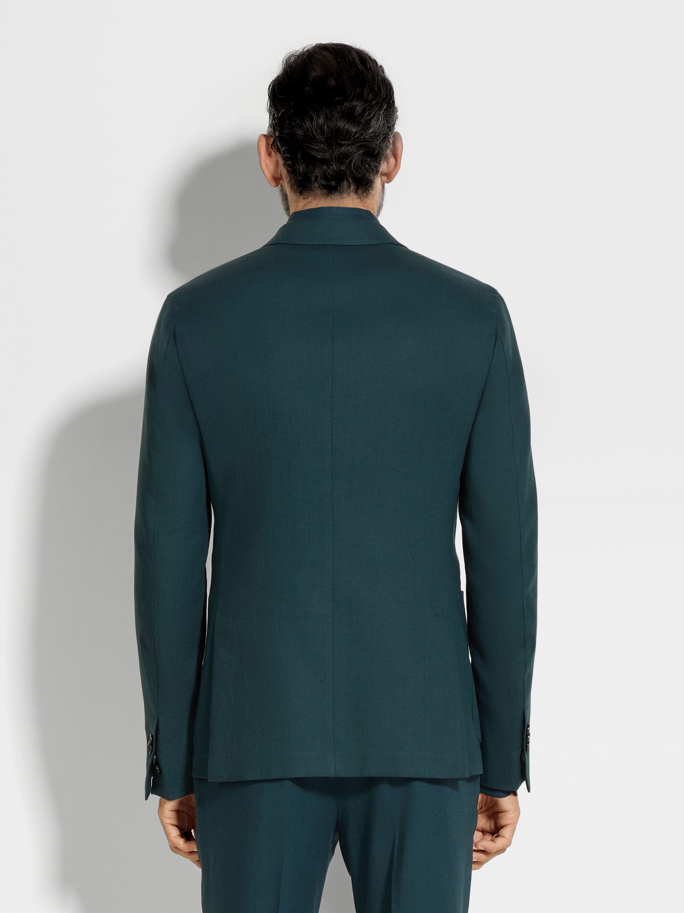 Dark Teal Blue Oasi Lino Shirt Jacket Product detail photo #4