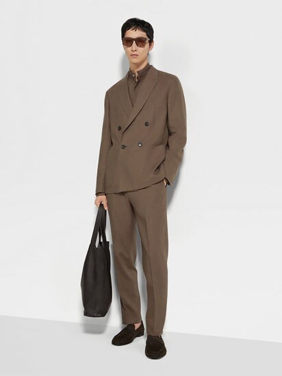 Dark Taupe Oasi Lino Jacket SS25 33964339 | Zegna BE
