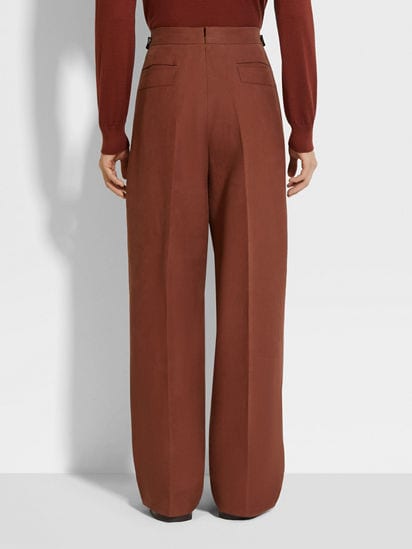 パンツ 120% LINO Woman Pants Tobacco 32ALIW2297000F75332ALIW S00072 Tobacco Oasi Lino Pants SS25 35017226 | Zegna BE