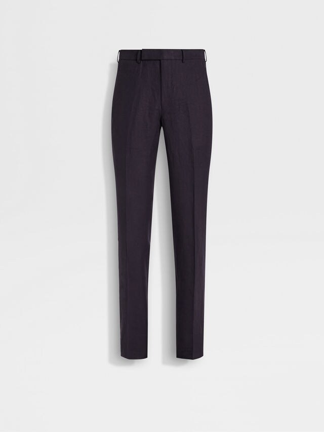 Navy Blue Oasi Lino Blue Flower Pants Main product photo