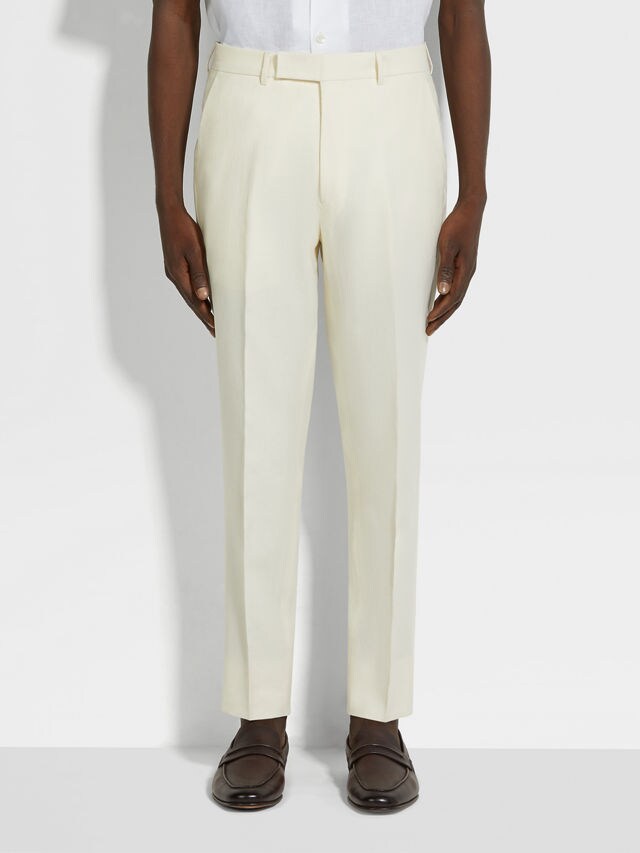 White Oasi Lino Pants Product detail photo #4