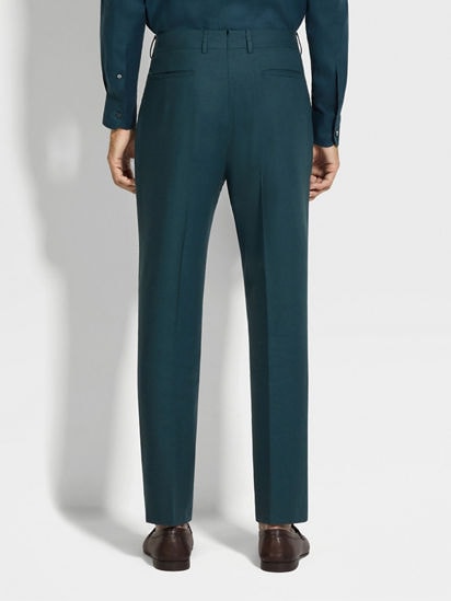 Dark Teal Blue Oasi Lino Pants SS25 33964230 | Zegna US