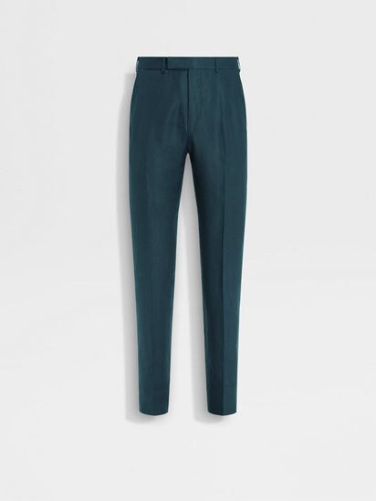 Dark Teal Blue Oasi Lino Pants SS25 33964230 | Zegna US