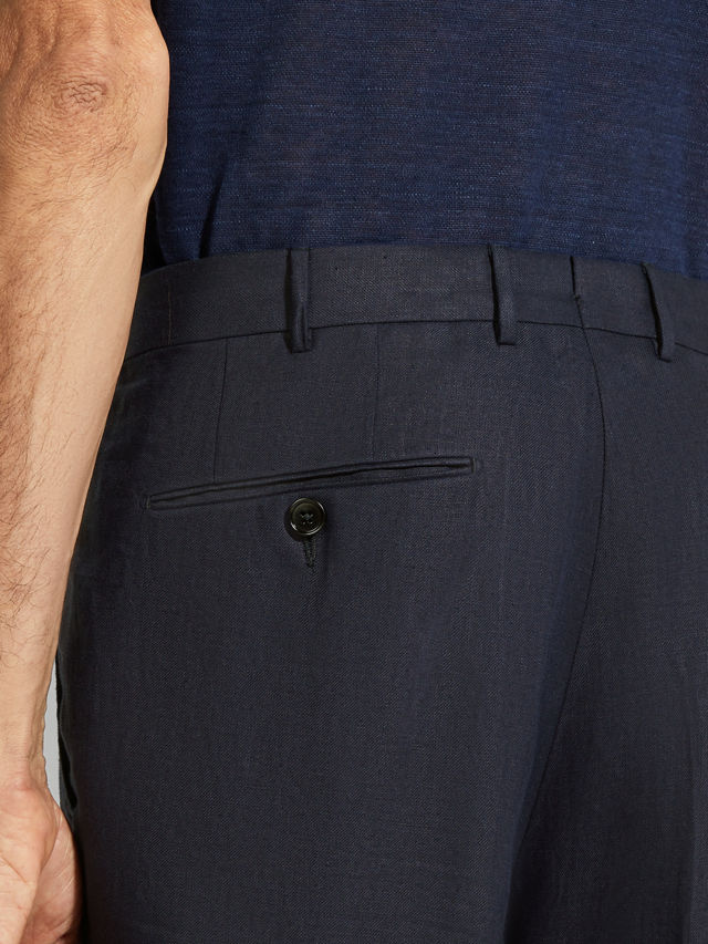 Navy Blue Oasi Lino Pants Product detail photo #1