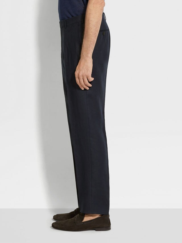Navy Blue Oasi Lino Pants Product detail photo #2