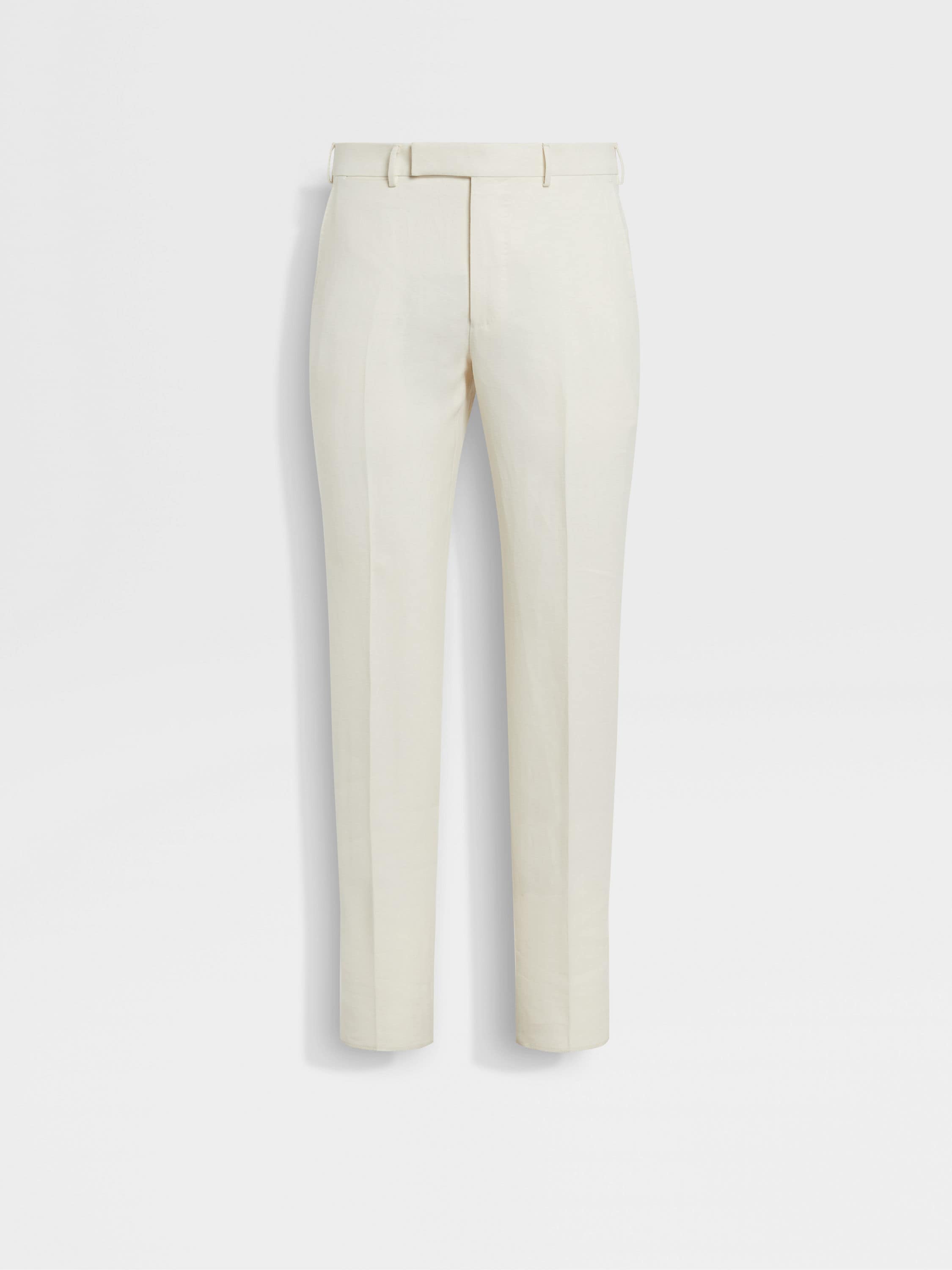 White Oasi Lino Blue Flower Pants Main product photo