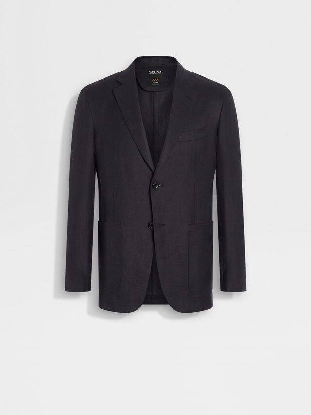 Navy Blue Oasi Lino Blue Flower Jacket Main product photo