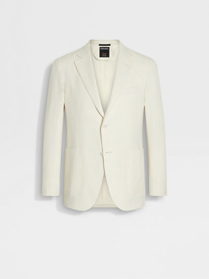 White Oasi Lino Blue Flower Jacket SS25 35036302 | Zegna US