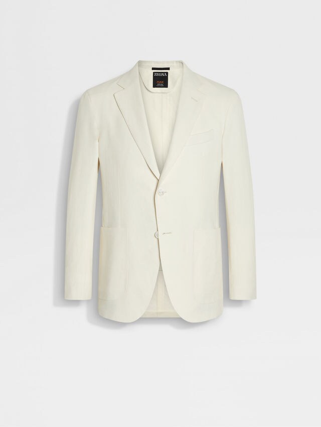 White Oasi Lino Blue Flower Jacket Product detail photo #1