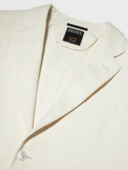 White Oasi Lino Blue Flower Jacket SS25 35036302 | Zegna US