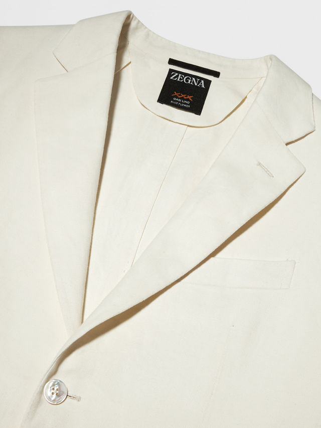 White Oasi Lino Blue Flower Jacket Product detail photo #2