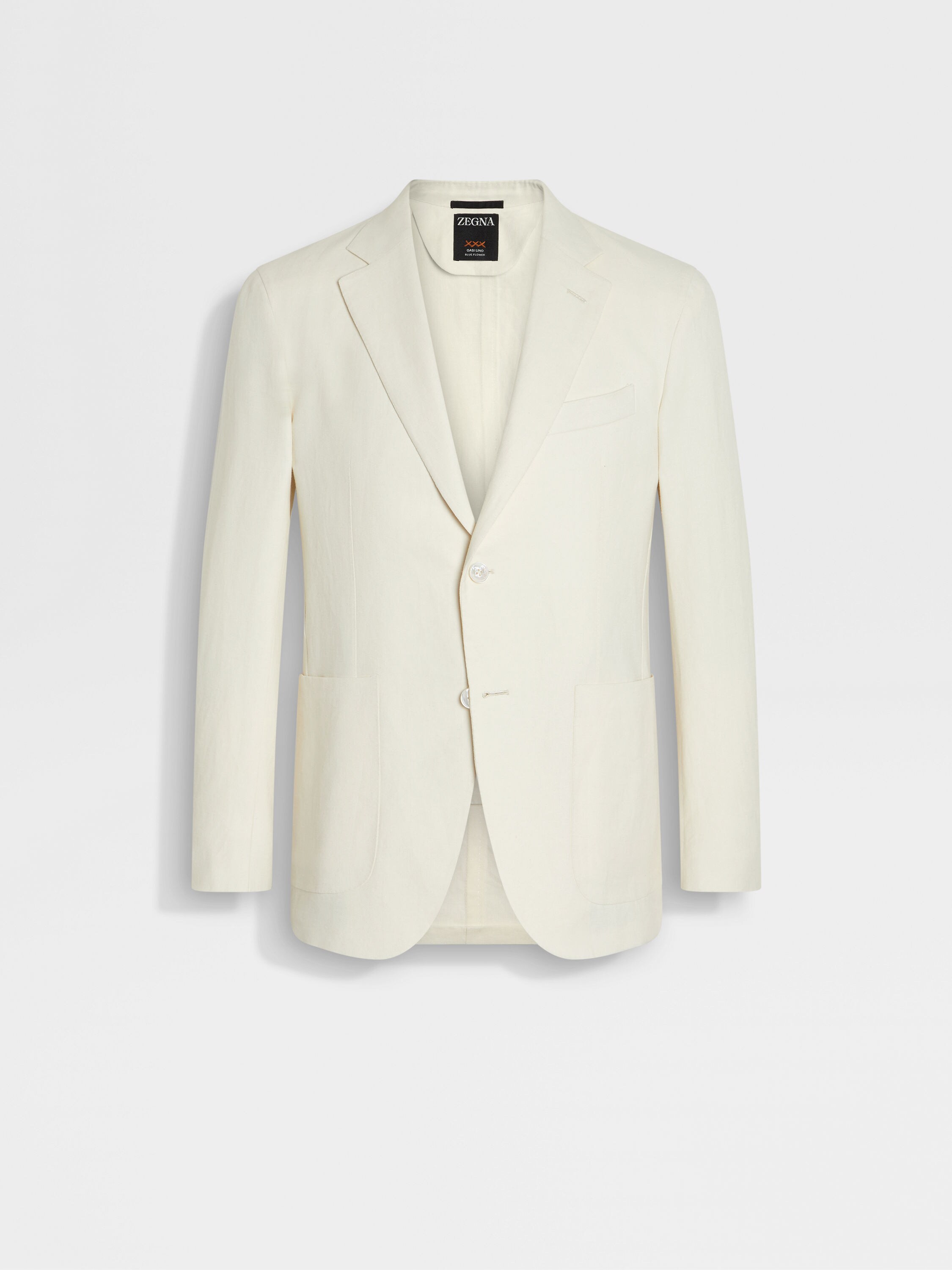 White Oasi Lino Blue Flower Jacket Main product photo