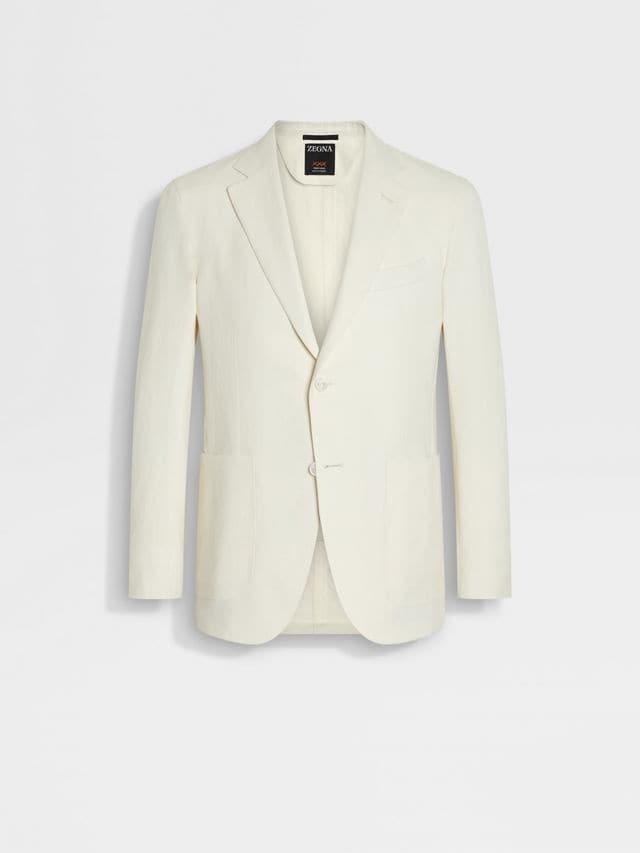 White Oasi Lino Blue Flower Jacket Main product photo