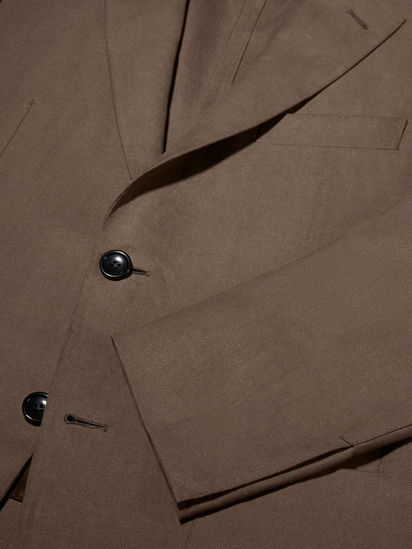 Dark Taupe Oasi Lino Blue Flower Jacket SS25 35035995 | Zegna US