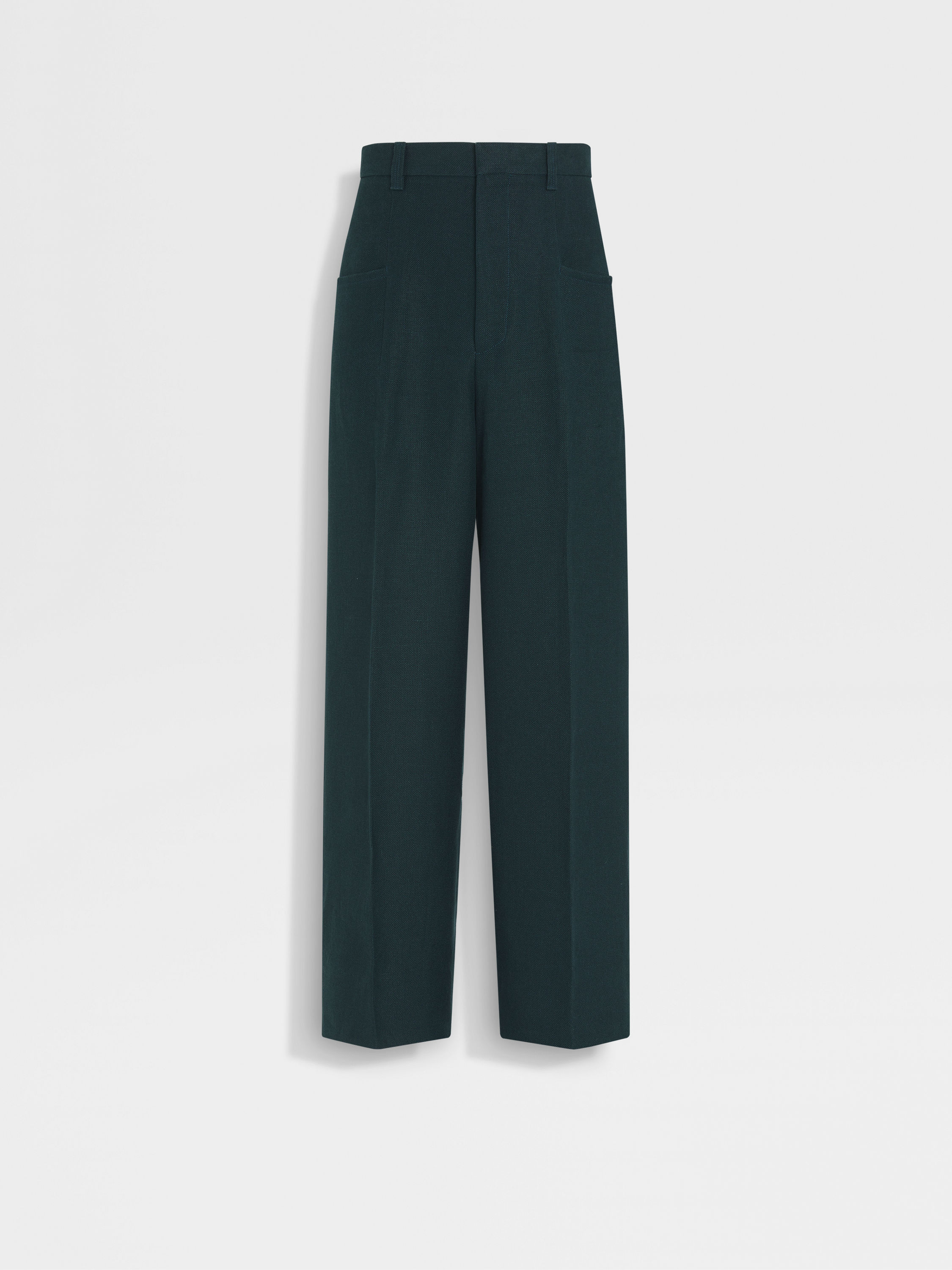 Dark Teal Blue Oasi Lino Pants Main product photo