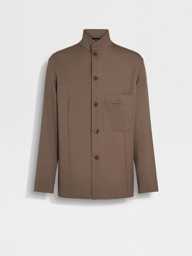 Dark Taupe Silk and Wool Overshirt Main product photo