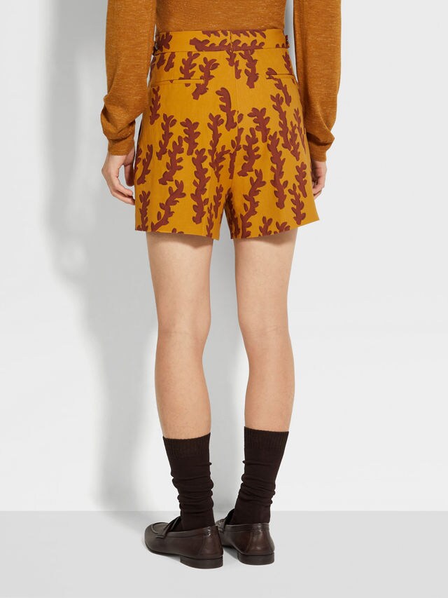 Ochre and Brick Red Oasi Lino Shorts Product detail photo #5