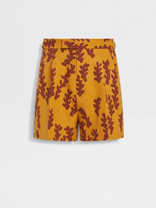 Ochre and Brick Red Oasi Lino Shorts Main product photo
