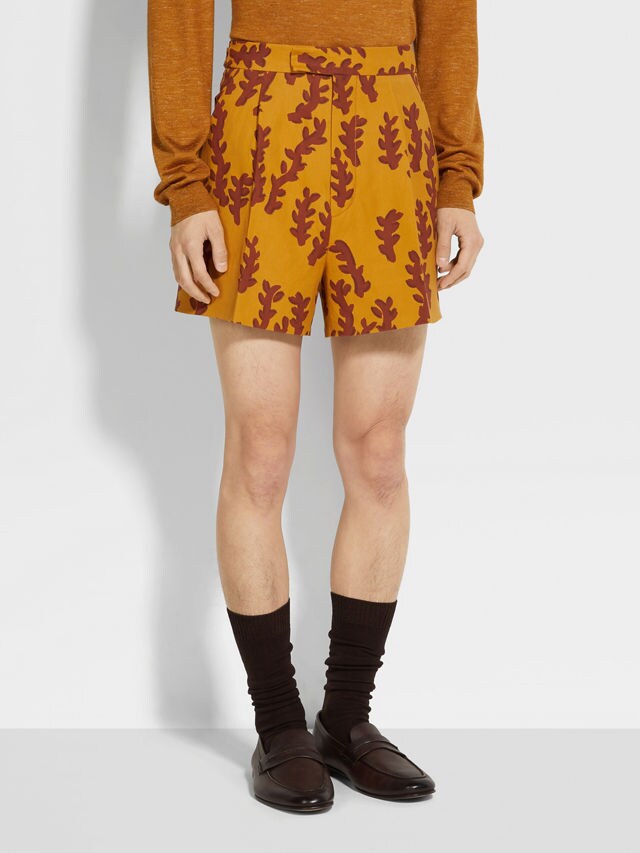 Ochre and Brick Red Oasi Lino Shorts Product detail photo #4