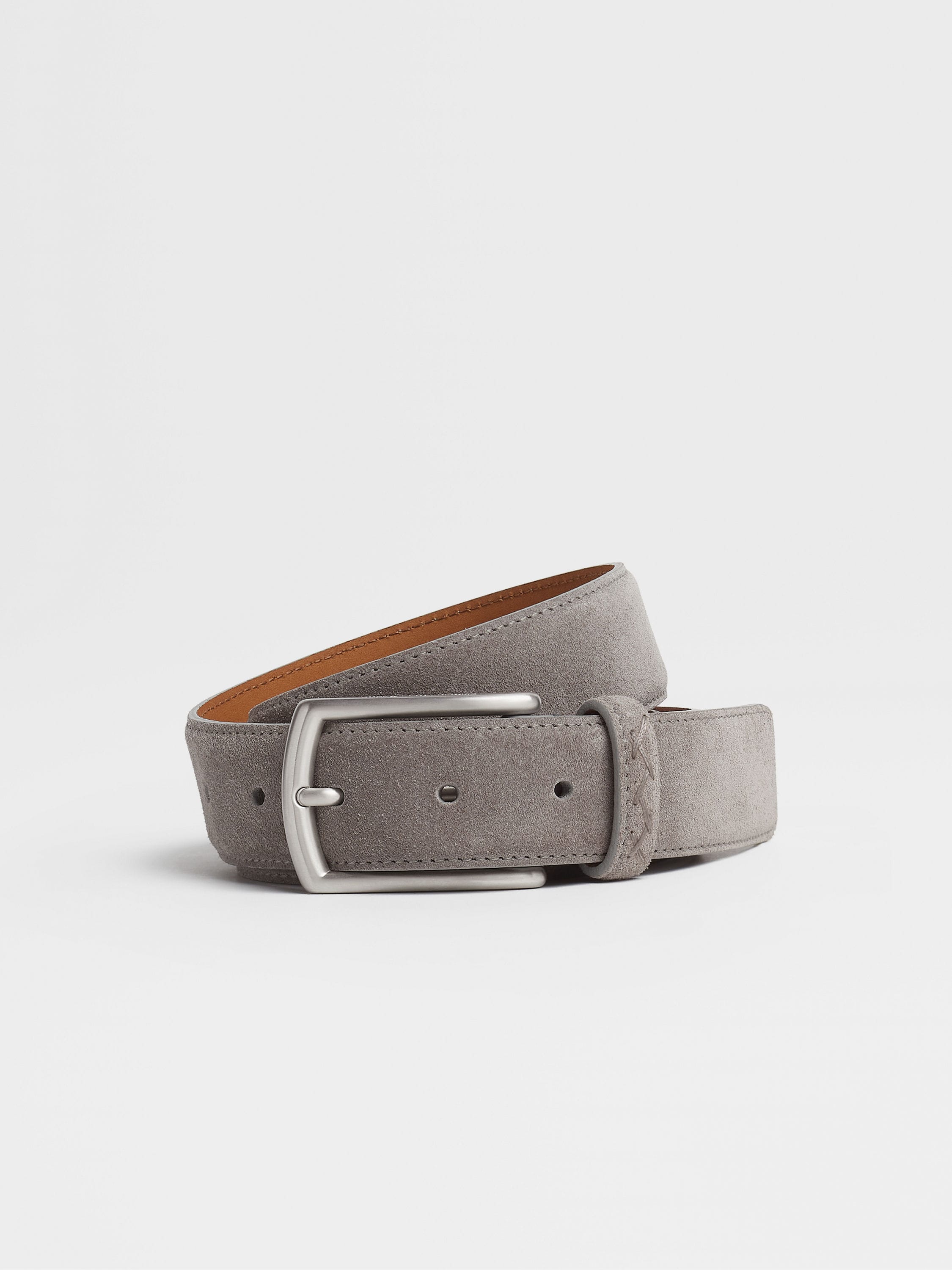 Zegna Dark Brown Suede Belt For Men (Brown, OS)