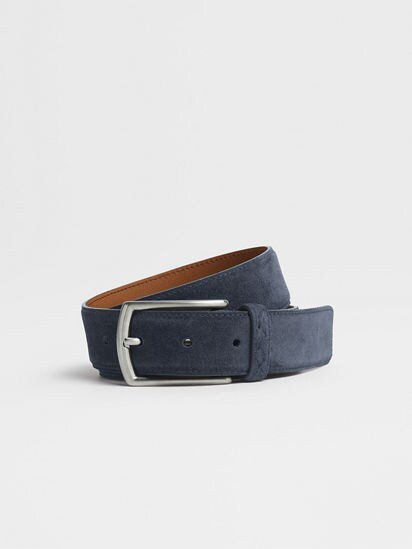 Light Blue Suede Leather Belt