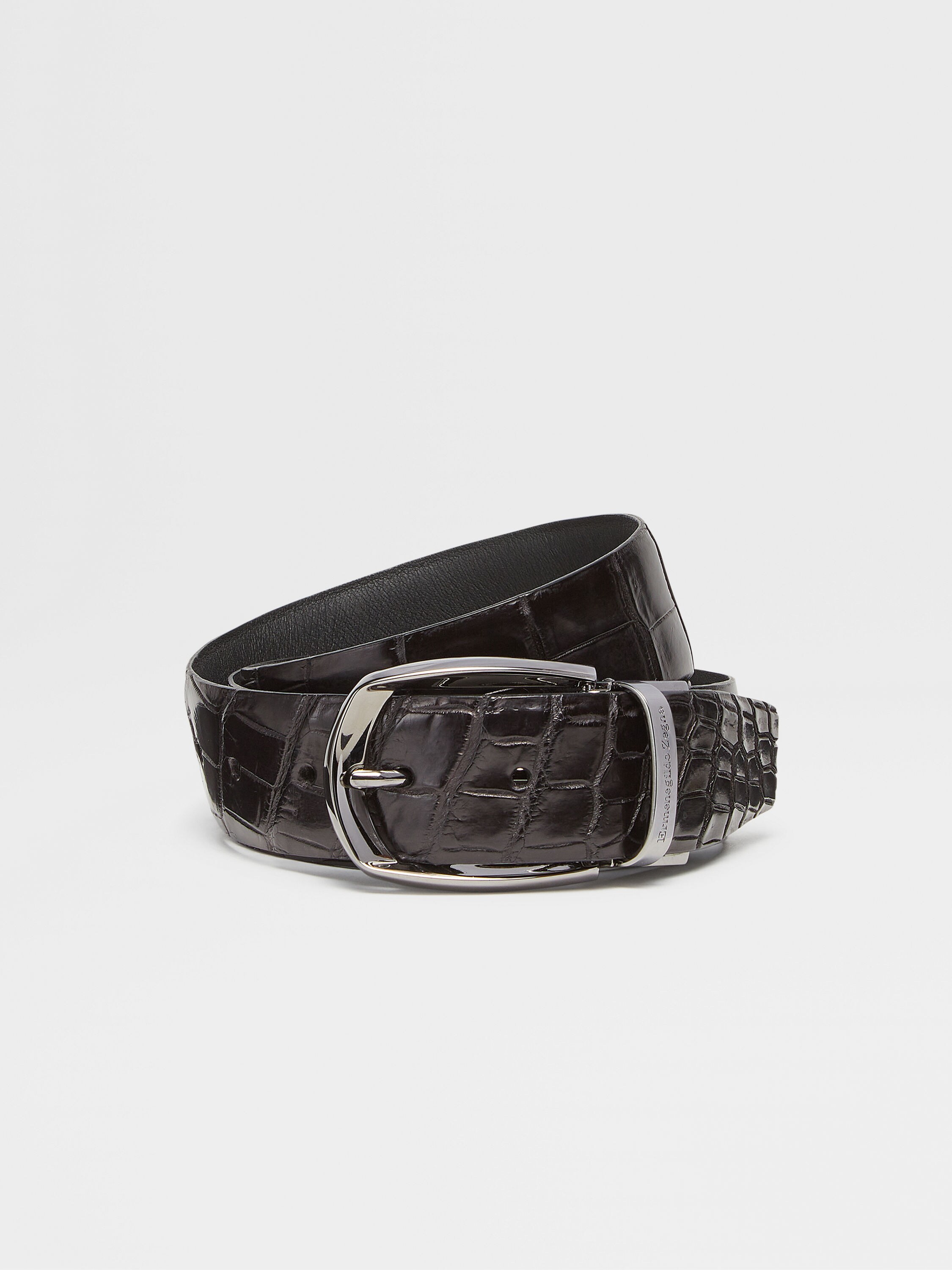 Black Alligator and Black Smooth Leather Belt FW23 10369335 | Zegna JP