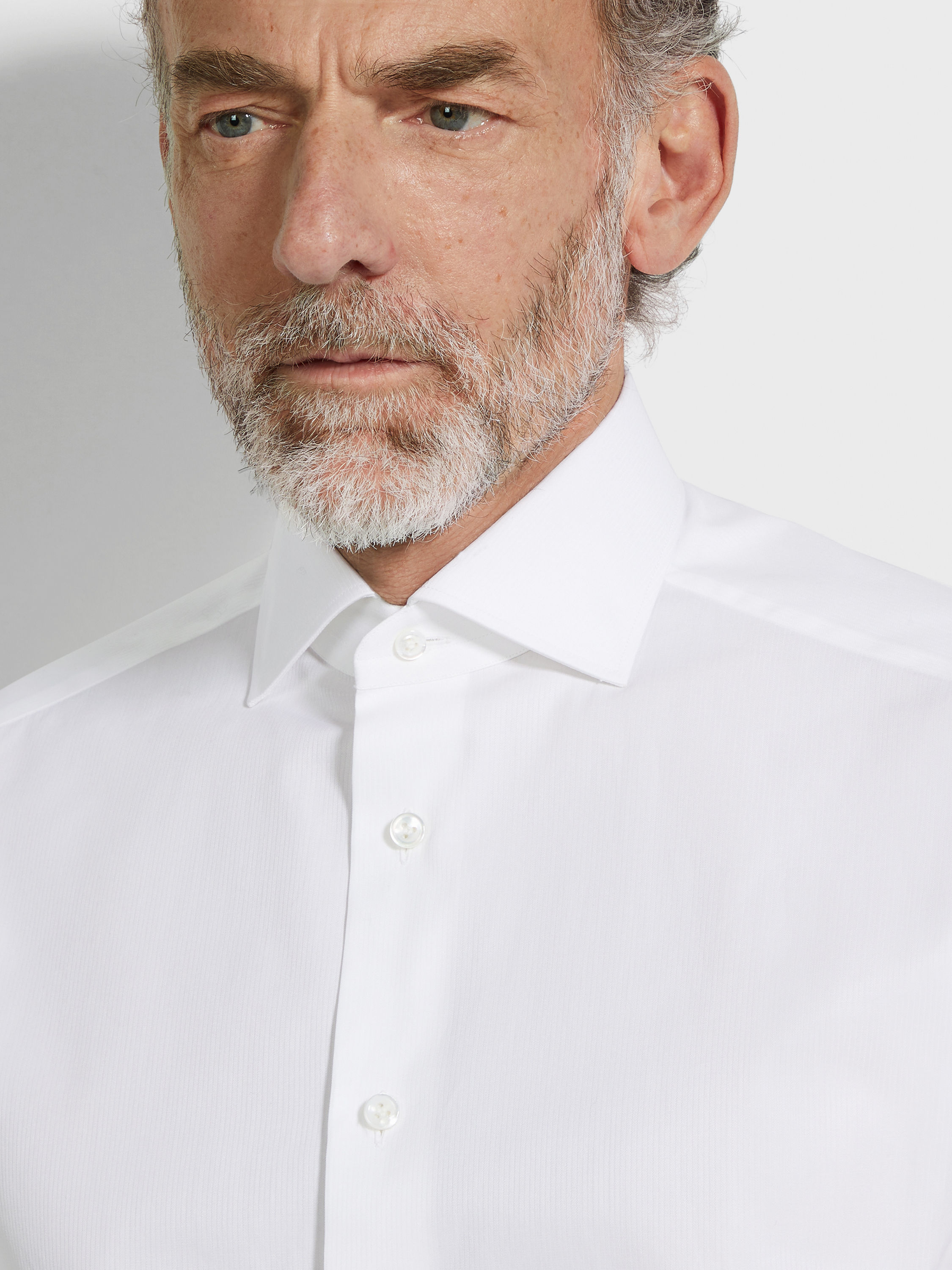 White Micro-striped Centoventimila Cotton Shirt Product detail photo #2