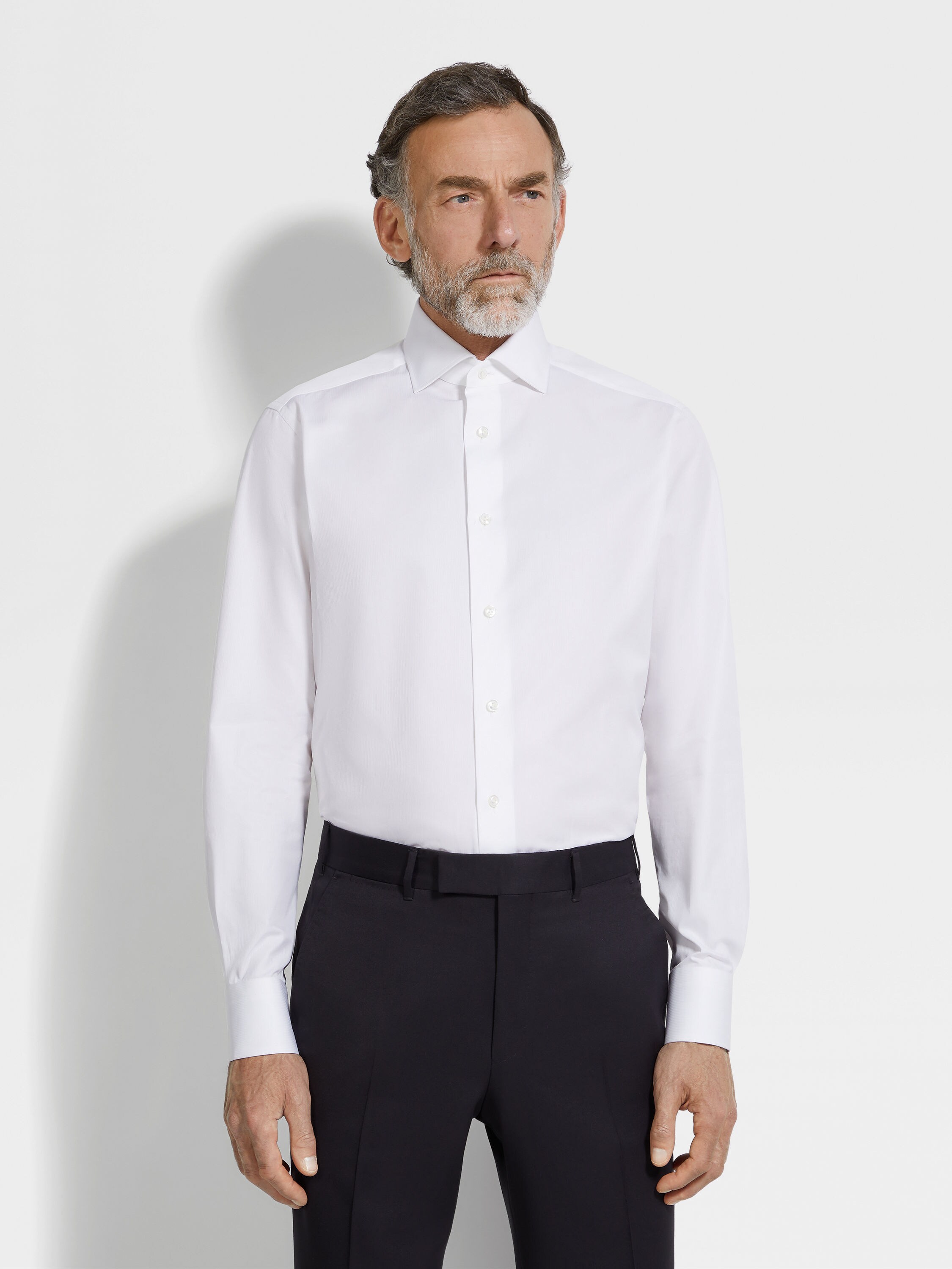 White Micro-striped Centoventimila Cotton Shirt Product detail photo #3