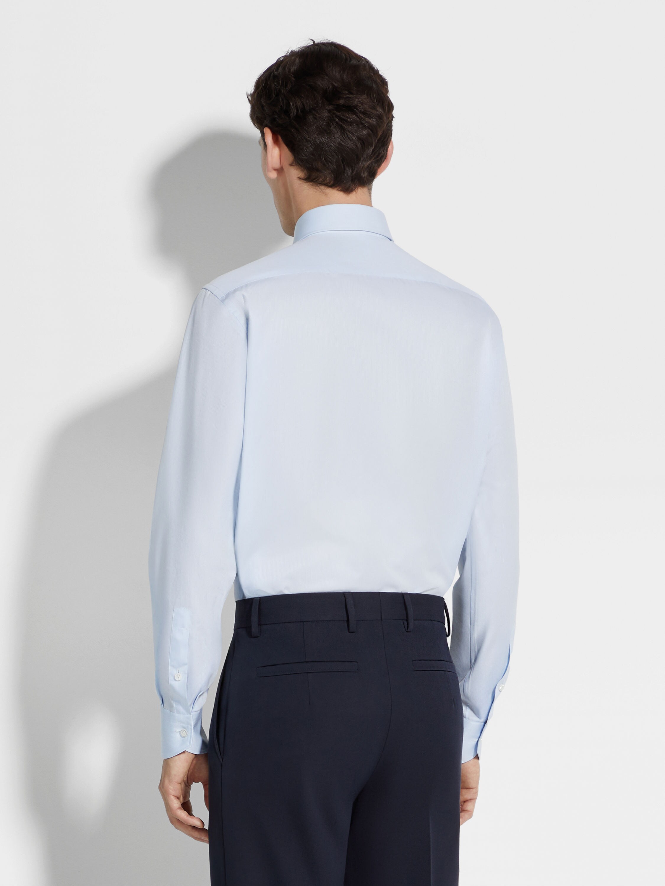 Light Blue Micro-striped Centoventimila Cotton Shirt Product detail photo #3