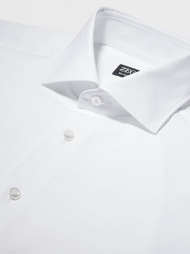 White Sea Island Cotton Long-sleeve Tailoring Shirt Product detail photo #2