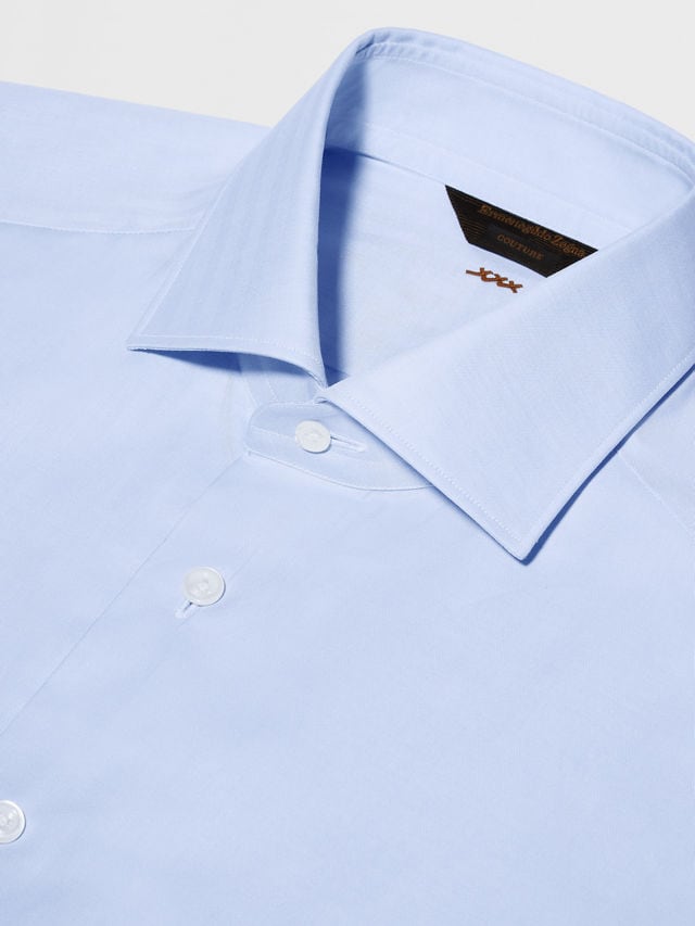 Light Blue Sea Island Cotton Long-sleeve Tailoring Shirt Product detail photo #2