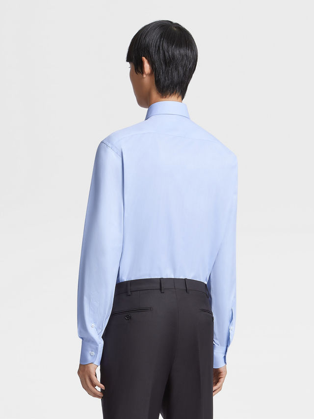 Light Blue Sea Island Cotton Long-sleeve Tailoring Shirt Product detail photo #3