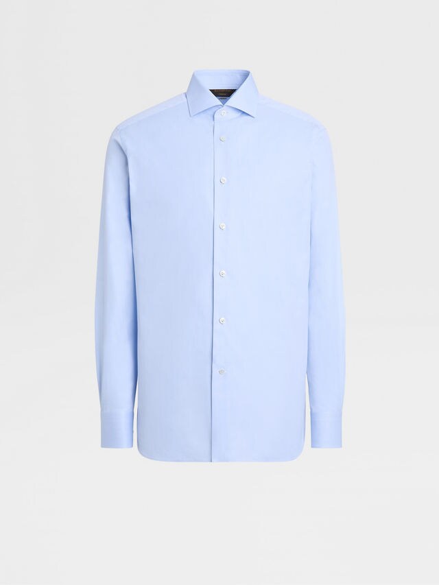 Light Blue Sea Island Cotton Long-sleeve Tailoring Shirt Main product photo