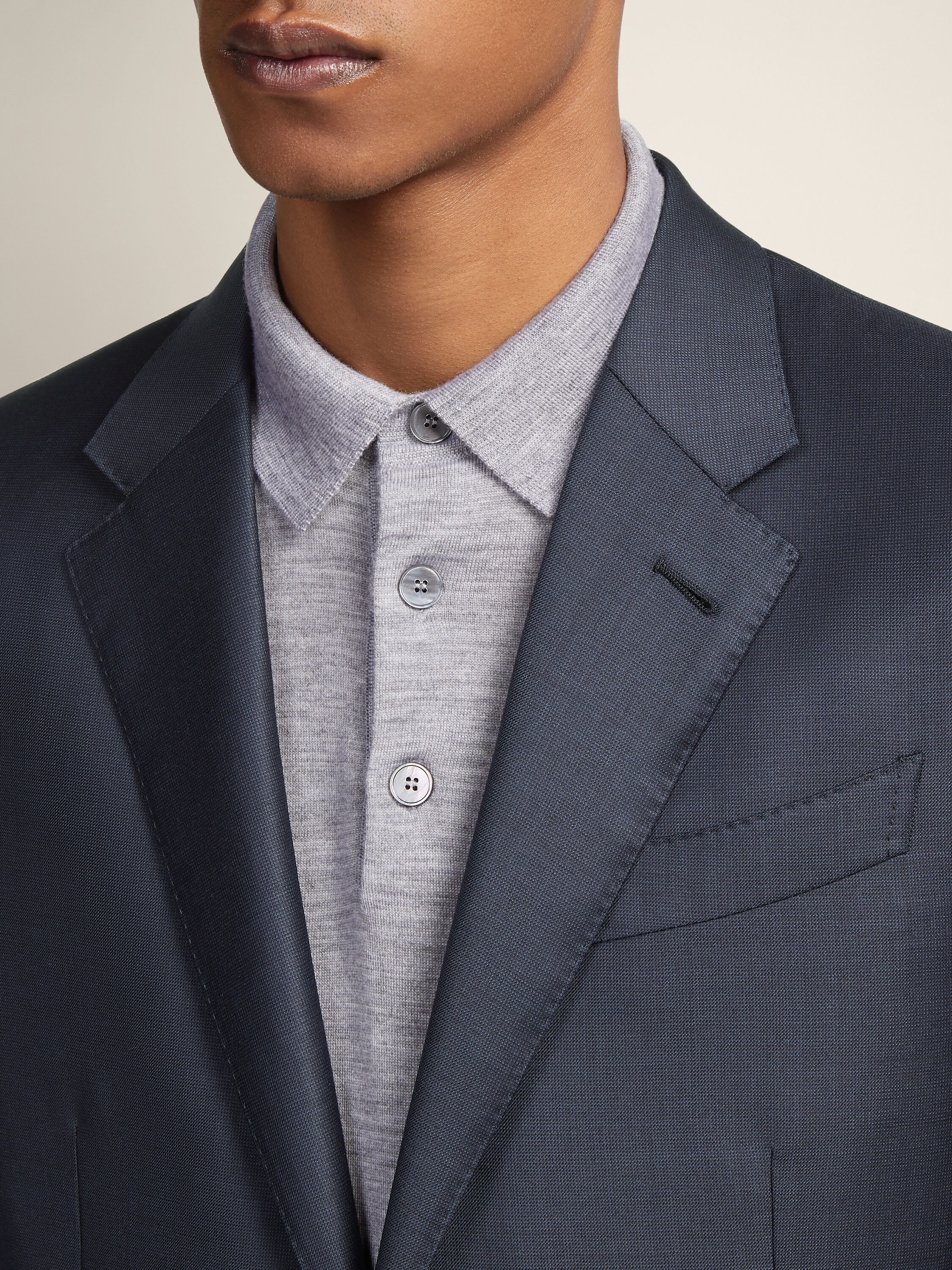 深蓝色 Trofeo 羊毛西装 产品细节图 #2