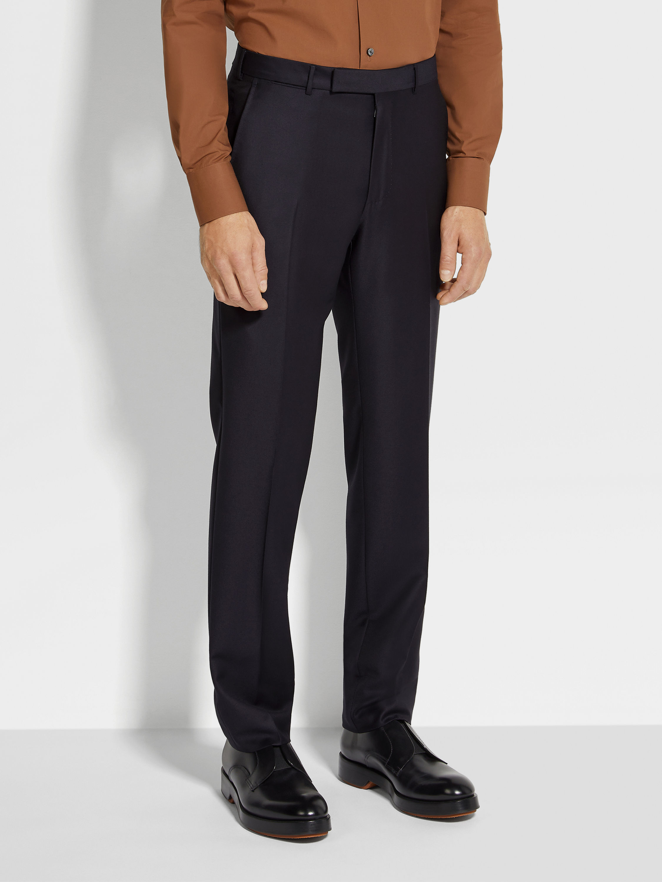 Navy Blue Trofeo Wool Pants Product detail photo #3