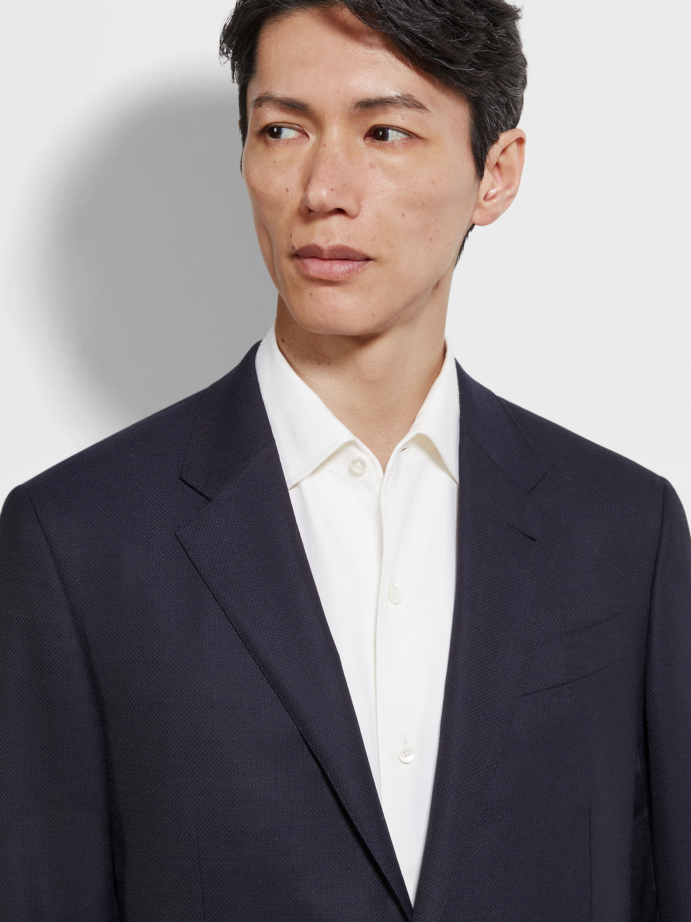 Navy Blue Trofeo Comfort Wool and Silk Jacket Product detail photo #2