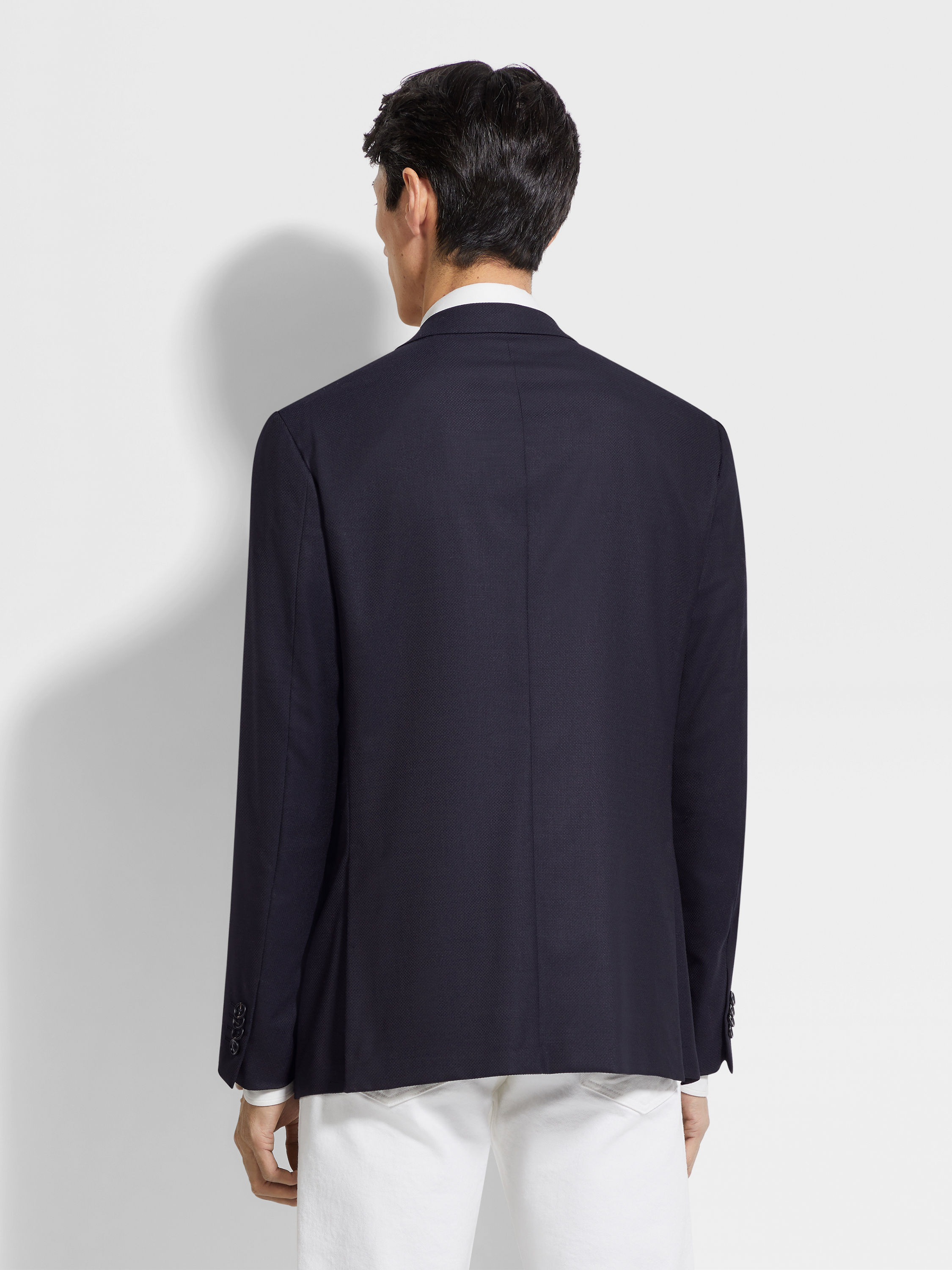 Navy Blue Trofeo Comfort Wool and Silk Jacket Product detail photo #4