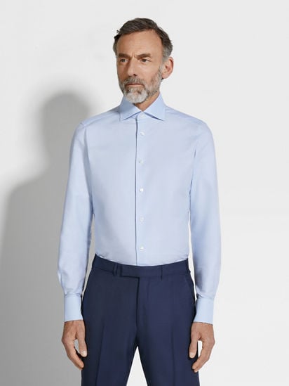 ライトブルー Trofeo™ コットンシャツ SS25 22483796 | Zegna JP ライトブルー Trofeo™ コットンシャツ SS25 22483796 | Zegna JP