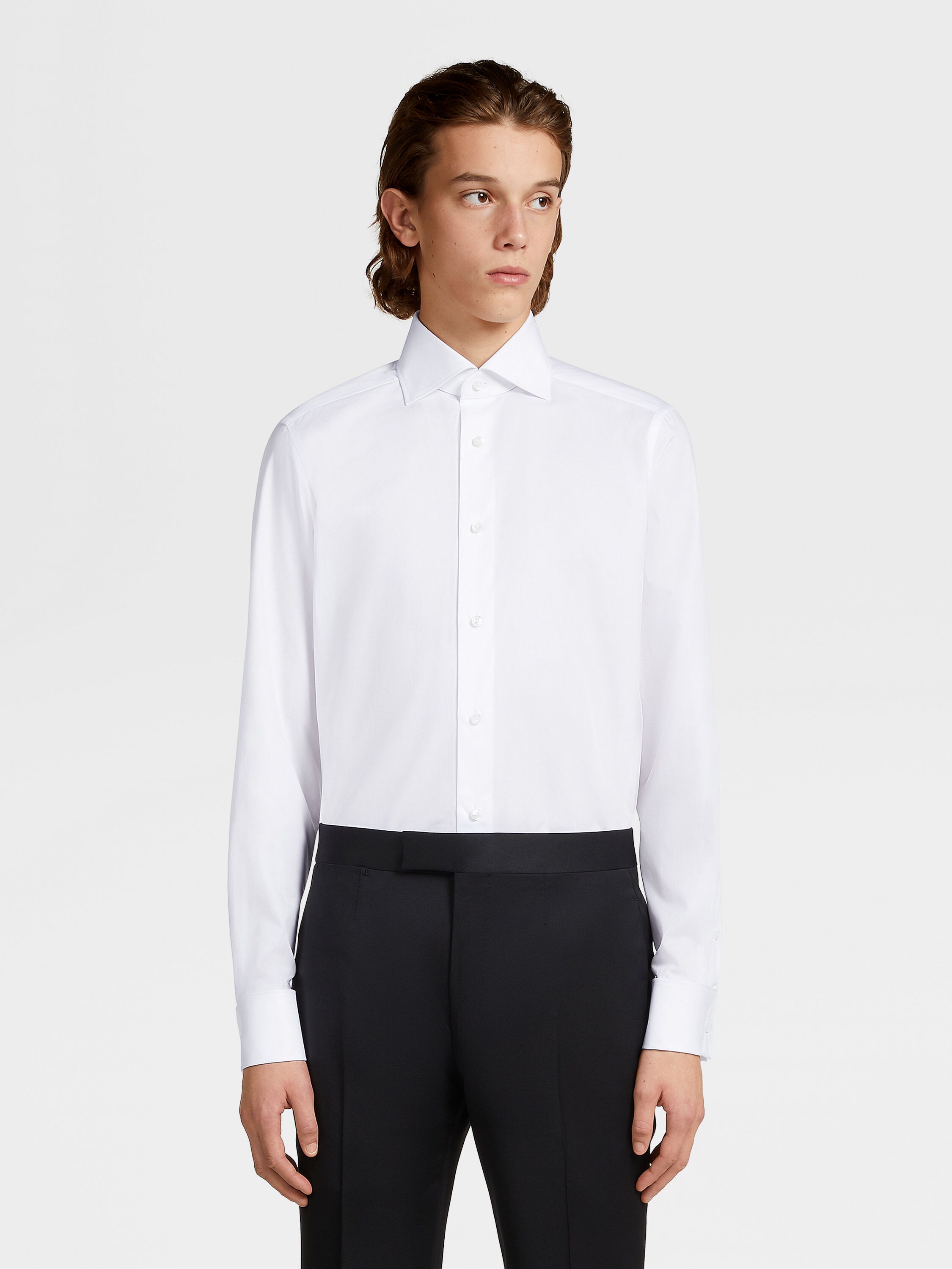 White Trofeo Cotton Shirt SS25 22483799 | Zegna US